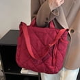 thumbnail image 5 of Women Quilted Tote Bag Puffer Hobo Handbag Lightweight Padding Shoulder Bag Nylon Padded Crossbody Purse - Wine red, 5 of 6