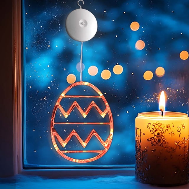 Fiudx Luces de Pascua para Ventana, Decoración Vibrante con Forma de Huevo, Fácil Instalación con Ventosa, Brillo Festivo a Pilas, Uso En Interiores y Exteriores, Un Regalo Ideal, Crea Recuerdos Inol