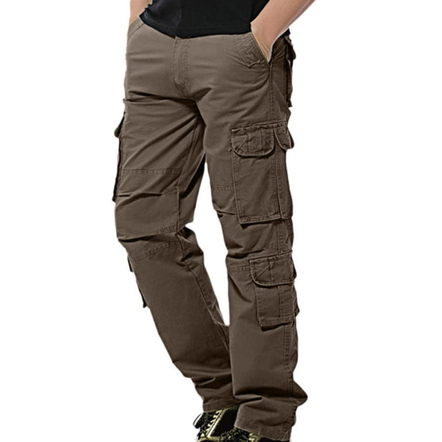 PEASKJP Cargo Pantalon Mode pour Hommes Jambe Droite Décontracté Extérieur Militaire Tactique Ripstop Pantalon de Travail avec Multi Poches, Argent 38