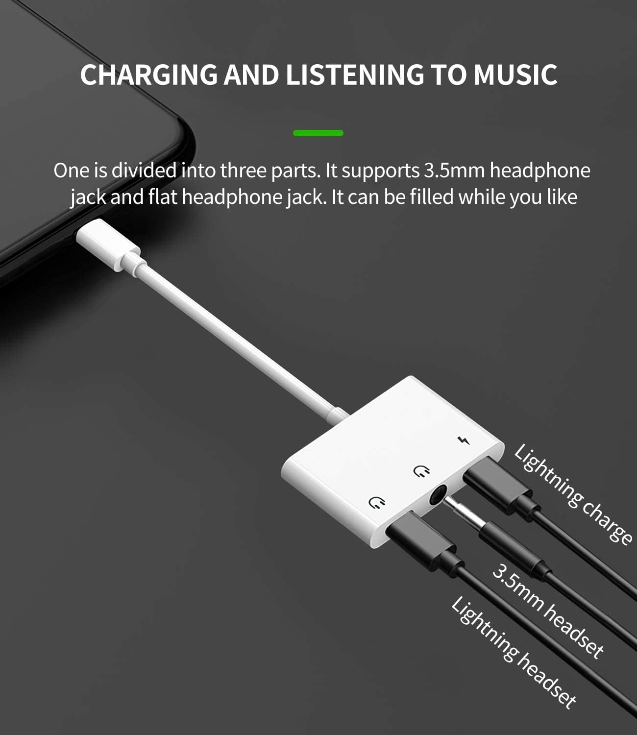 Adaptateur Audio prise iPhone Lightning vers jack 3,5 mm compatible