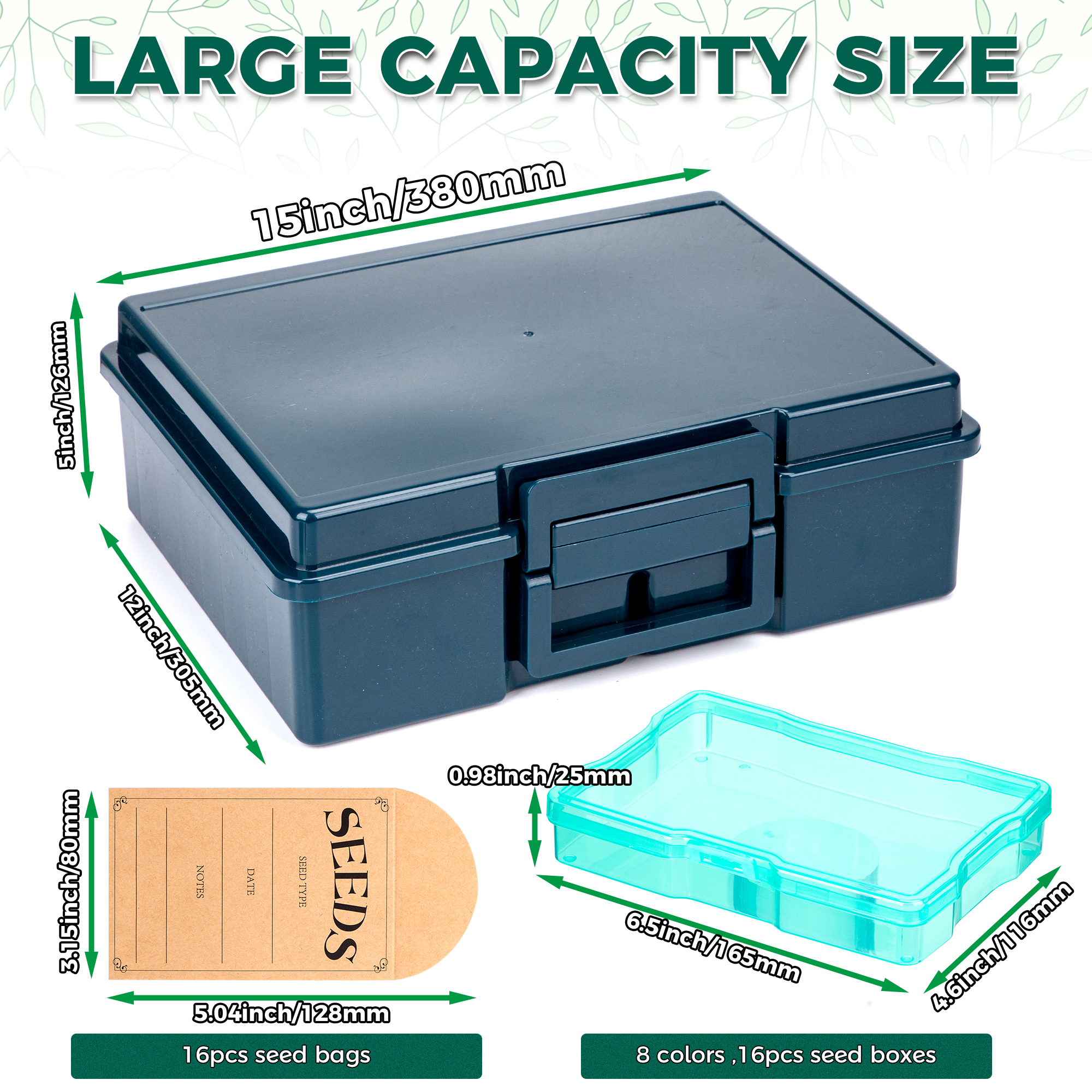 Find Scrapblooms Dark Green Seed Packets Storage Organizer For Gargen Planting，16pcs 4×6 inch Colorful Seed Boxes With 16 pcs seed bags