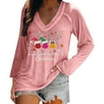 thumbnail image 2 of EchfiProm Womens Long Sleeve Tops Pink Pullover Santa Print Xmas Christmas T Shirts for Women Funny, 2 of 6
