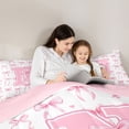 thumbnail image 5 of Manfei Letter N Personalized Initial 7pcs Bedding Comforter Set For Girls,Pink Bow Queen Bedding Sets For Kids,Pink Reversible, 5 of 7