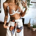 thumbnail image 6 of ZUARFY Women Beach 2pcs Boho Butterfly Outfits V-Neck Crop Top Wide Leg Palazzo Pants, 6 of 19