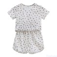 thumbnail image 2 of Fozruso Girls Shorts Outfit Sets Toddler Girl Wooden Ear Edge Short Sleeve Strawberry Print T Shirt Top Shorts Home Clothes Loose Sportswear Suit 0 To 6 Years Sizes 6-12 Months(Beige), 2 of 4