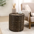 thumbnail image 7 of JONATHAN Y Zaria 18" Coastal Bohemian Handwoven Water Hyacinth Nesting Round Accent Table, Brown (Set of 3), TBL2503B-3SET, 7 of 7