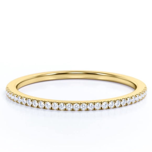 JeenMata Anillo de Bodas de Media Eternidad con Diamantes de 0,15 Uds - Anillo de Matrimonio - Anillo de Oro - Oro Amarillo de 10 K