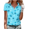 thumbnail image 3 of BRGZLK Womens Short Sleeve Golf Tennis Shirts Zip Up Casual Summer Athletic Workout Tops Tee Solid/Floral For Office Vacation, 3 of 6