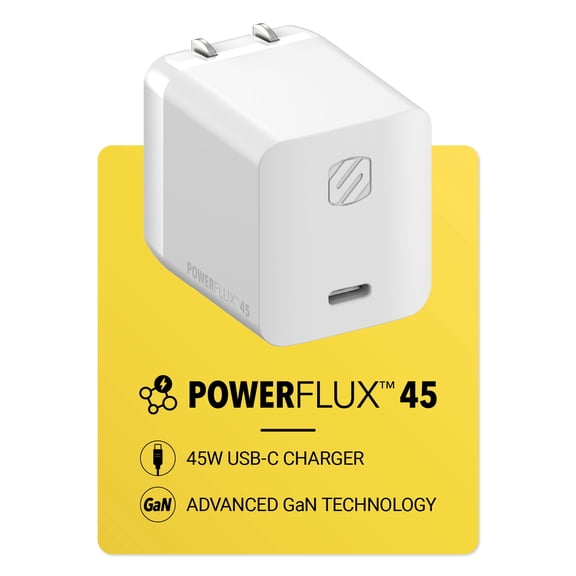 Scosche HPDC45WT-SP PowerFlux 45W Home Wall Charger Block USB-C Fast Charge White