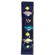 Judaica Kingdom TB-MEZ-K Handmade Glass And Stained Three Stars Mezuzah