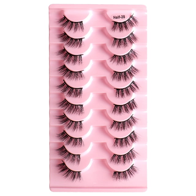 Pestañas postizas Pestañas medias naturales Pestañas cortas y tenues de visón sintético Pestañas postizas 10 pares