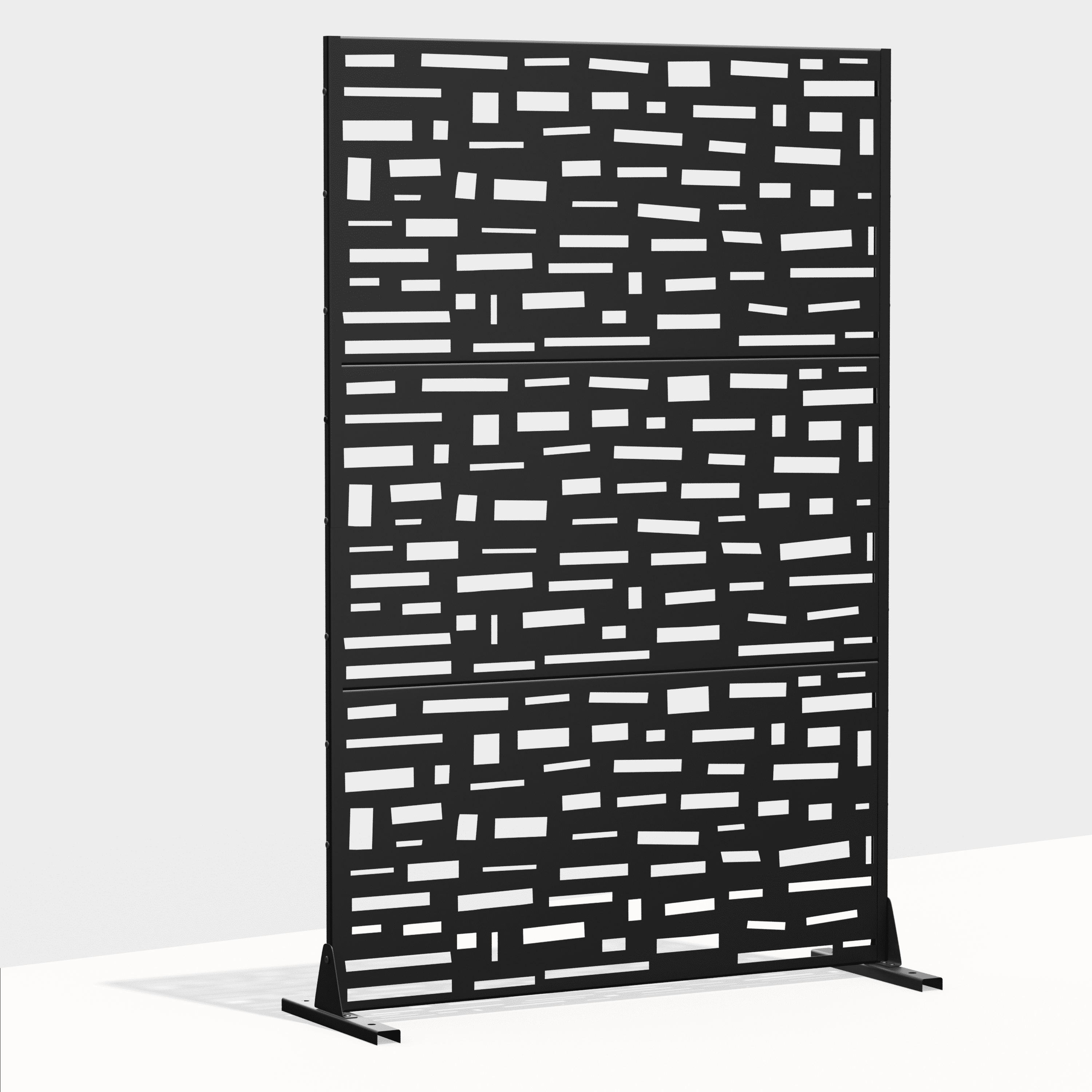 MAYEERTY 72"x47" Outdoor Privacy Screen, 3 Panels Freestanding Metal Room Dividers for Balcony Decorative, Black