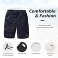 thumbnail image 3 of Yiaed Copper-Gold Gloss Outline Flower Print Mens Swim Trunks Bathing Suit Compression Liner Beach Swim Shorts Swimwear Quick Dry Zipper Pocket No-Chafing Board Short-Medium, 3 of 6