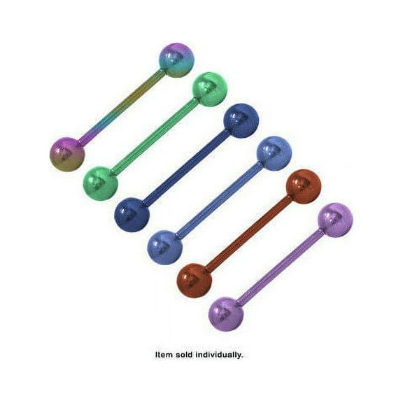 Anodized Titanium over Surgical Steel Barbell Tongue Ring