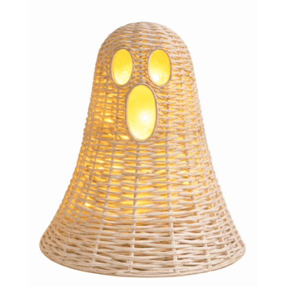 Halloween Lit Rattan Ghost Decoration | Handmade Spooky Wicker White Ghost Decor | Light-Up Wicker Decoration Indoor&Outdoor | Officially Licensed | For Halloween Festivities