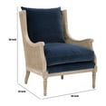 thumbnail image 5 of Wooden Cane Frame Club Chair with Padded Seat, Blue and Brown, 5 of 5