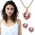 thumbnail image 3 of HHBEAUTY Necklaces for Women Pendant Fashion Jewelry Valentine Gift, Rhinestone Heart Chain Stud Earrings Party Jewelry Set Beaded Necklace Set Gift for Her, 3 of 7