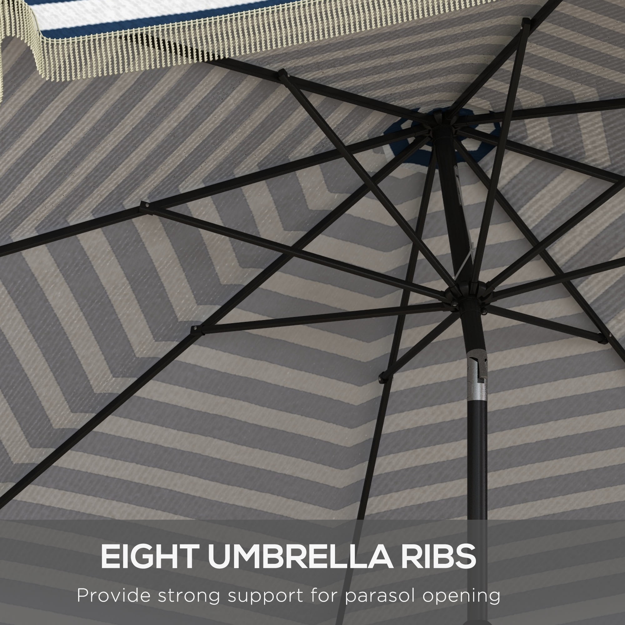 Outsunny 9ft Patio Umbrella with Tilt, Ruffled Outdoor Umbrella, Blue