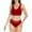Red, variant on Jacenvly 2024 Plus Size Bikini Swimsuits for Women Soft Satiny Women's Fashion Mesh Hollow Color Bikini Two-Piece Swimsuit Set Solid Casual Summer Beach Dresses Army Green