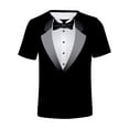 thumbnail image 3 of iiniim Mens Short Sleeve Shirt Wedding Party Fake Suit Vest Bow Tie Print Tuxedo Funny T-Shirt, 3 of 7