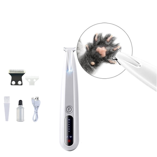 Pet Micro Precision Trimmer Function Pet Hair Trimmer With LED Light Low Noise Rechargeable Pet Trimmer For Pet Ears Face Eyes 10ml Dog Accessories Set English Accessories Rubber Mats for Dogs Dog
