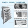 thumbnail image 4 of EuKer 24" Wall Mounted Fan, 3837 CFM/1400 RPM Heavy-Duty Ventilation Fan with Auto Aluminum Shutters for Attic, Garage, Silver, 4 of 7