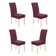 thumbnail image 1 of Deconovo - Funda de silla de comedor de punto jacquard, elástica, lavable y extraíble, de licra, para banquetes, juego de 4, color vino, 1 of 7