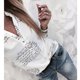 thumbnail image 5 of Gibobby Playeras Mujer Camiseta Manga V Blusa larga Botón Cuello Tops Mujeres Impresión Letras Blusa de mujer（Blanco， M), 5 of 5