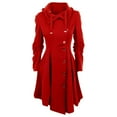 thumbnail image 4 of Long Trench Pea Coat for Women Wool Winter Trench Coat Goth Lapel Peacoat Color: Red Size: XL, 4 of 4