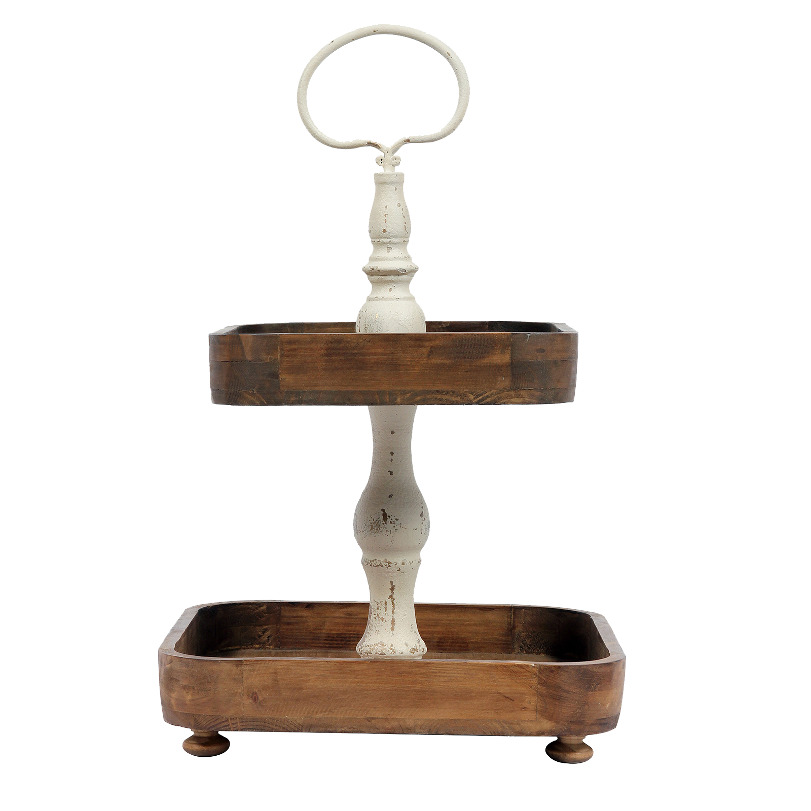 SOFE Famehouse 2 Tier Tray Decor, Rustic Wooden Two Tirerd Tray Stand