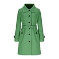 thumbnail image 4 of Ftwytp Women Casual Long Trench Windproof Coat with Belt Solid Colour Double-Breasted Lapel Collar Windbreaker Jacket Spring Autumn Coat, 4 of 6