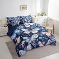 thumbnail image 3 of Manfei Flying Butterflies 7-Piece Twin Bedding Sets,Purple Blue Bedding Comforter Set,Floral Flower Breathable Sheet Sets,Luxury Girls Bedroom Decor,Reversible, 3 of 8