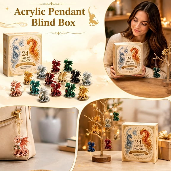 2026 Fantasy Dragon Advent Calendar Blind Box, 24 Days Christmas Countdown Gift Set with Mythical Acrylic Dragon Ornaments, Desktop Decor & Collectible Holiday Surprise for Dragon Lovers