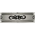 thumbnail image 3 of Titanium Brushed With Black Rubber Design 7mm Ridged Edge Band (Size 8) Made In China tb277-8, 3 of 5