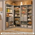 thumbnail image 4 of Homieasy Freestanding Closet System with 3 Sets, 110'' Reversible Stand-alone Wardrobe, 80'' Height Cloth Garment Organizer, Walk-in Closet with Hanging Rod, 71"L x 71"W x 80"H, Gray, 4 of 9