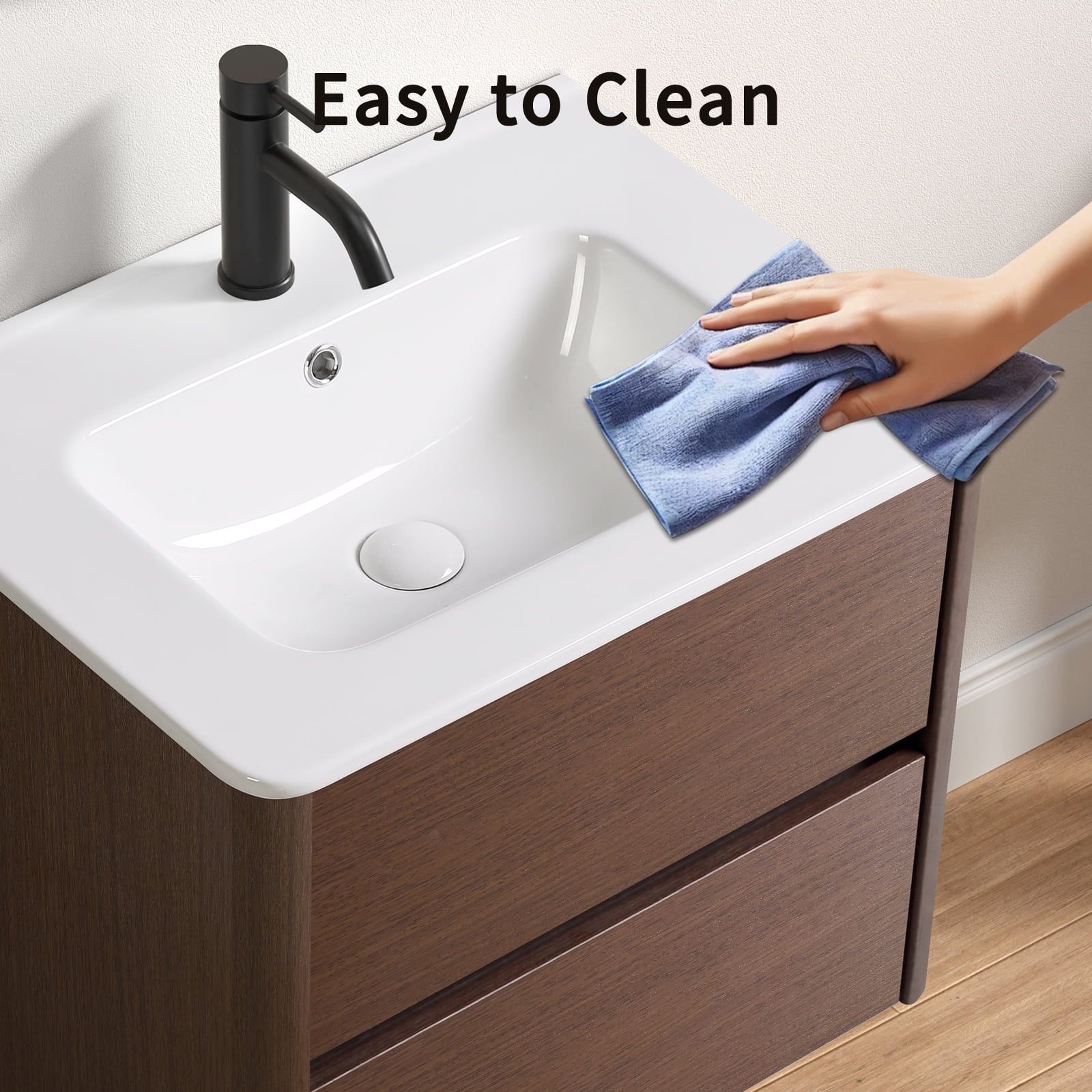 LiviNest Bathroom Vanity Sink: Modern Porcelain Countertop Basin - Pre-Drilled Single Hole Design for Rental Property & Airbnb Bathroom Installation