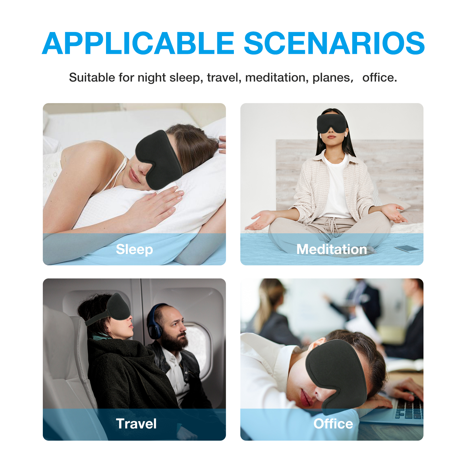 LYSIAN 3D Sleep Eye Mask with Earplugs Black photo 6