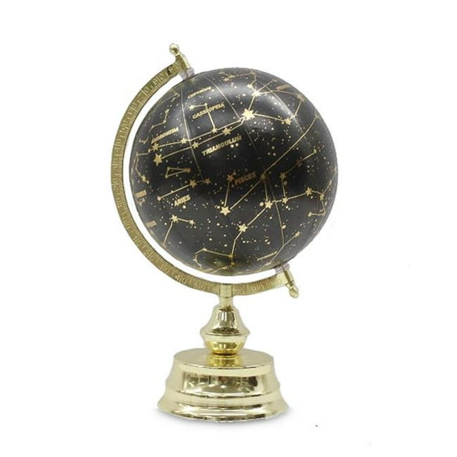 8 in. Constellation Globe on Stand, Black & Gold