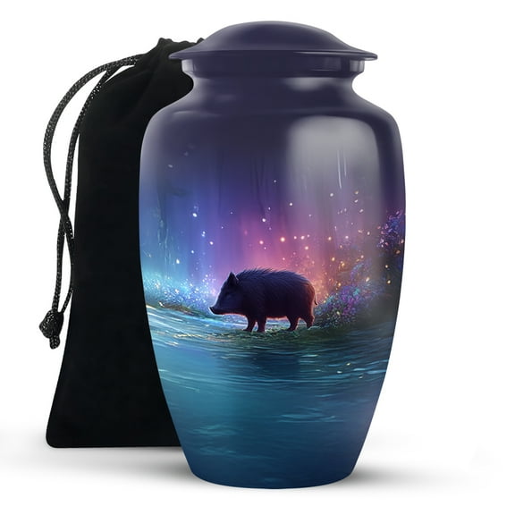 KARYLIZ Pig Urns For Human Ashes Adult Female - Blue Large Funeral Cremation Urn For Human Ashes For Burial - Burial Urn For Dad & Mom - Decorative Urns For Male