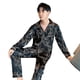 thumbnail image 4 of Pijama de hombre, cárdigan de seda helada de otoño, traje de seda artificial para hombre de talla grande para usar en casa, 4 of 4