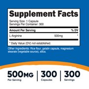Nutricost L-Arginine 500mg, 300 Capsules - Vegetarian Health Supplement