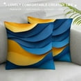 thumbnail image 3 of Acheng Short Plush Pillowcase 1 Piece Gold and Blue Abstract Art White, 3 of 5