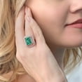 thumbnail image 4 of Gem Stone King 10.60 Ct Emerald Cut Green Malachite 18K Rose Gold Plated Silver Ring, 4 of 5