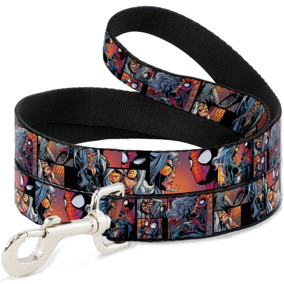 Marvel Comics Pet Leash, Dog Leash, Spider Man Black Cat Scene Blocks, 4 Feet Long 1.0 Inch Wide