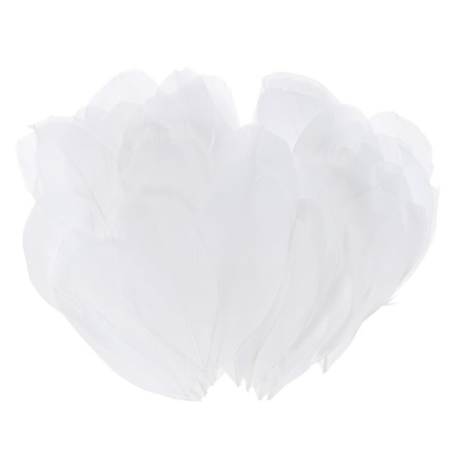 Uxcell Paquete de 50 Plumas para Manualidades, Plumas de Ganso Naturales Blancas de 1.57-3.15 Pulgadas para Decoraciones de Bodas