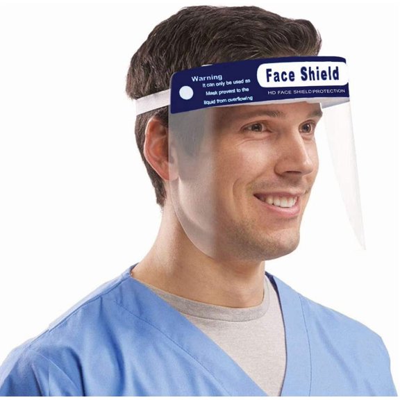 Face Shield Safety Full Face Shield Transparent Visor with Eye and Head Protection Anti-Spitting Splash Facial Cover 12" X 8" (Pack of 5)