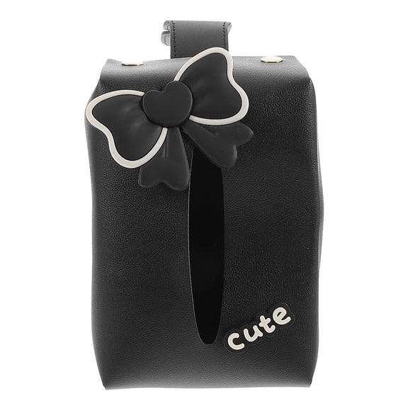 HEANUJJ Black Car Napkin Holder with Cute Bowknot Design for Paper Towel Storage