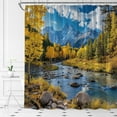 thumbnail image 3 of Mountain Shower Curtain Nature Mountain Forest Landscape Pine Tree Stream Country Park Scenery Polyester Fabric Bathroom Decor Set with Hooks-72"W x 74"L (Pack of 1), 3 of 6