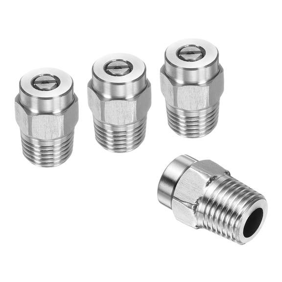 Uxcell 4pcs Surface Clean Tip 40 Degree 1/4 Inch NPT Male 1.514 Orifice 4000 PSI Stainless Steel Threaded Pressure Washer Spray Nozzles for Water gun Water Broom