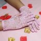 thumbnail image 1 of Xiao Hua 2 guantes cortos de encaje con flores para bodas y fiestas (rosa), 1 of 5